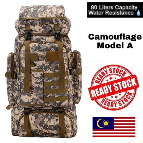 80l Large Capacity Backpack Beg Hiking Bag Military Daki Gunung Camping Tactical Bagpack Travel