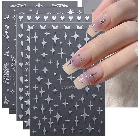 Jmeowio Nagelsticker Mond Stern Blatt Nail Art Sticker Selbstklebend