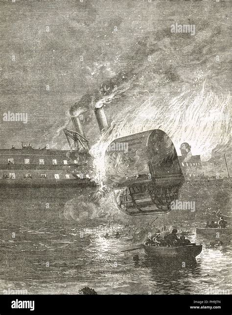 The Steamboat Erie On Fire 9 August 1841 Later Renamed Jersey In The