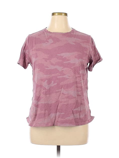 Athleta 100 Cotton Camo Pink Short Sleeve T Shirt Size 1x Plus 50