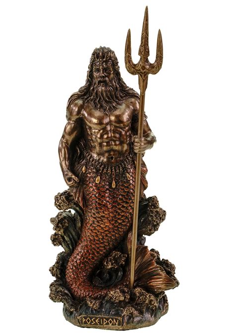 Poseidon Statue Griechischer Gott Des Meeres Bronziert Cm Handbemalt