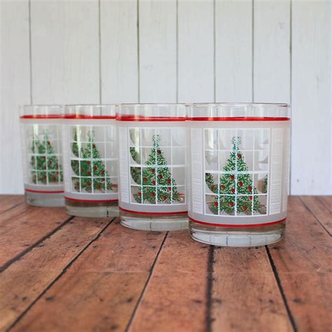 Vintage Waechtersbach Christmas Window Double Old Fashioned Glasses Set