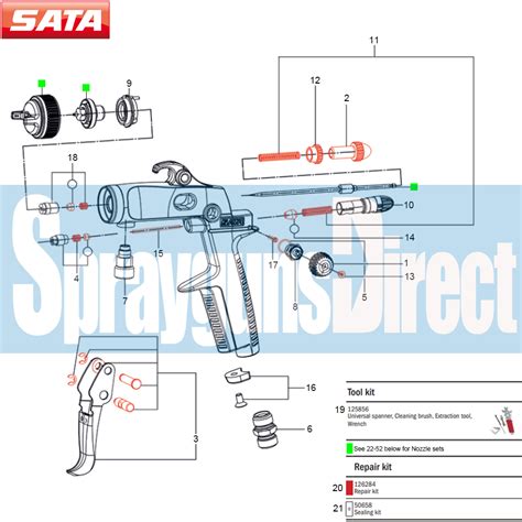 Satajet 1000 K Pressure Spray Gun Parts Breakdown