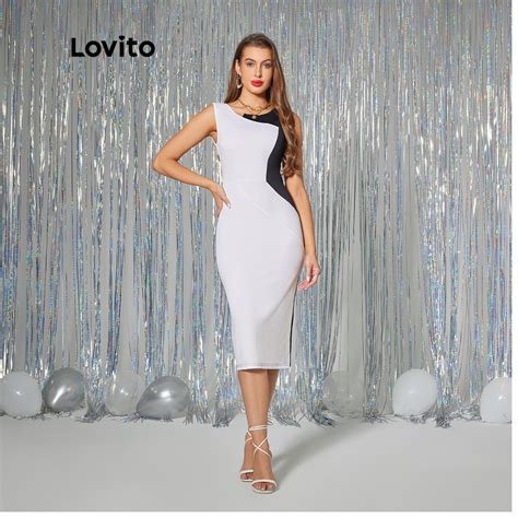 Lovito Women Casual Patchwork Colorblock Dress LBA05041 Shopee