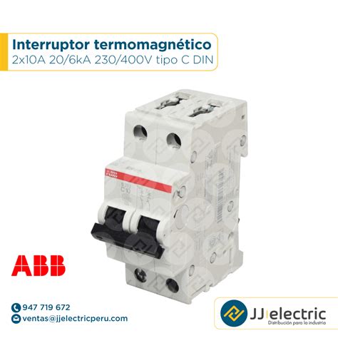 Interruptor termomagnético 2x6A 25 10kA tipo K DIN ABB