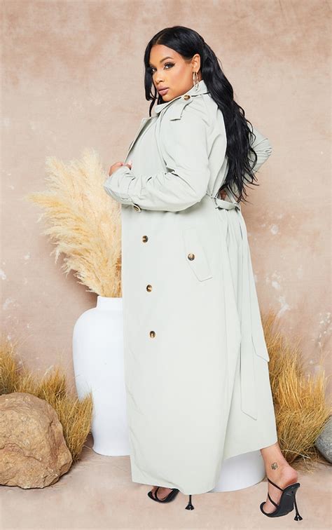 Plus Pale Khaki Oversized Trench Coat Prettylittlething