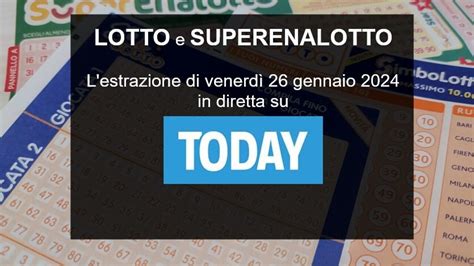 Estrazioni Lotto oggi e numeri SuperEnalotto di venerdì 26 gennaio 2024