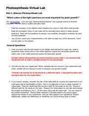 M3L1 Photosynthesis Virtual Lab Docx Photosynthesis Virtual Lab Site