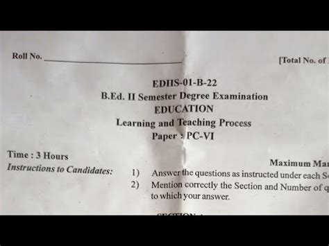 B Ed 2nd Sem Learning And Teaching Process Gulbarga University Question