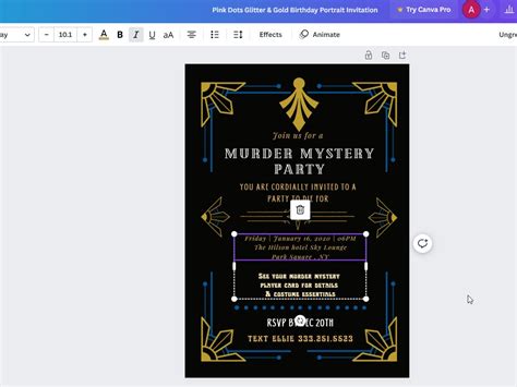 1920s Murder Mystery Dinner Party Invitation INSTANT DOWNLOAD Editable ...