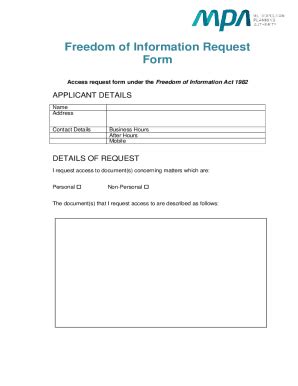 Fillable Online Vpa Vic Gov Freedom Information Act FOIA Appeal Form