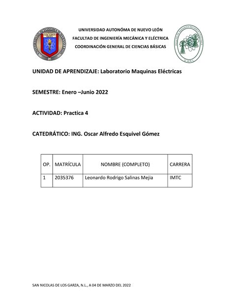 Practica Maquinas Electricas Laboratorio Maquinas Electricas