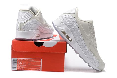 Nike Air Max 90 Premium Woven Phantom White Lt Iron Ore Women Running Shoes 833129 005 Air Max