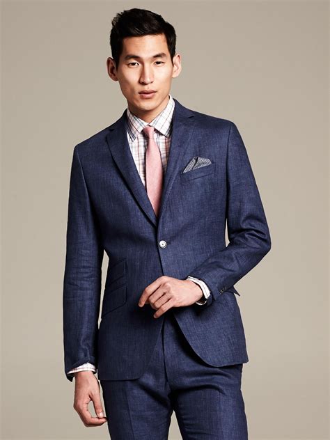 Lyst - Banana Republic Modern Slim Fit Navy Linen Suit Jacket Blue Fade ...