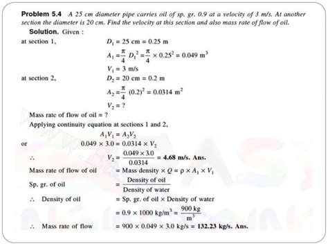 Fluid mechanics - Applications of continuity equation