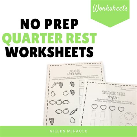 No Prep Quarter Rest Music Worksheets - Aileen's Music Room