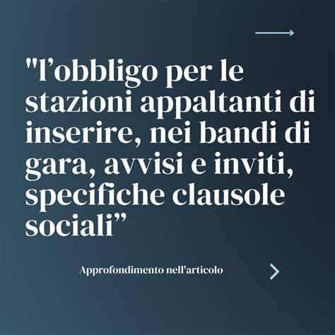 Clausole Sociali Nei Contratti Pubblici