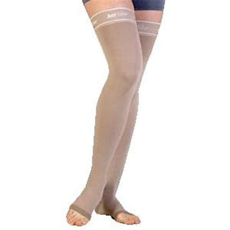 Juzo Silver Soft Knee High Open Toe Stockings With Silicon Border Size 5 Regular Pair Medex