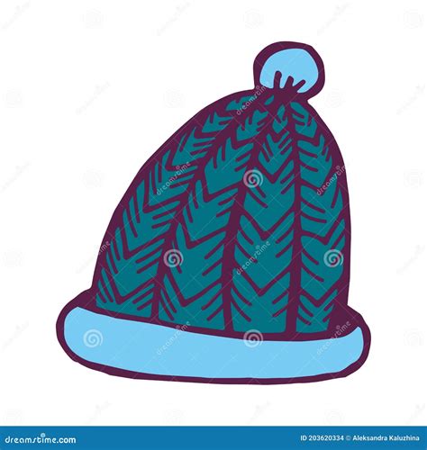 Vector Icon Doodle Illustration Hat With A Pompom Stock Illustration Illustration Of Element