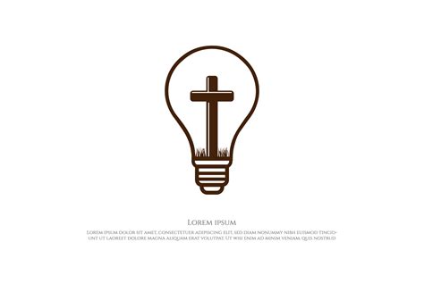 Light Bulb Or Lamp With Jesus Christian Cross Logo Design Vector