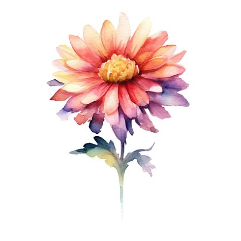 Single Flower Png Colorful Watercolor Flowers Transparent Background