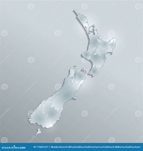 New Zealand Map Administrative Division Separates Regions Design Glass