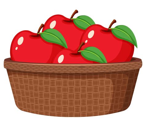 Red Apples In The Basket Isolated Vector Art At Vecteezy