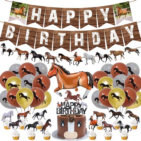 Buy 40pcs Horse Birthday Party Decorations Horse Theme Happy Birthday ...