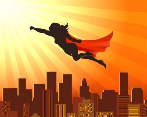 Black Superwoman Silhouettes Illustrations Royalty Free Vector