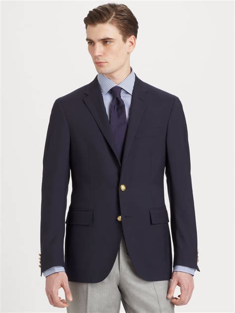 Lyst Polo Ralph Lauren Customfit Wool Blazer In Blue For Men