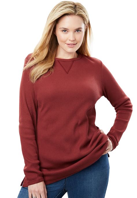 Woman Within Plus Size Thermal Sweatshirt