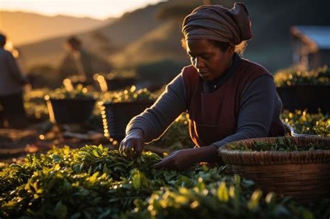 Premium Photo Workers Gathering Ceylon Tea On Green Plantation