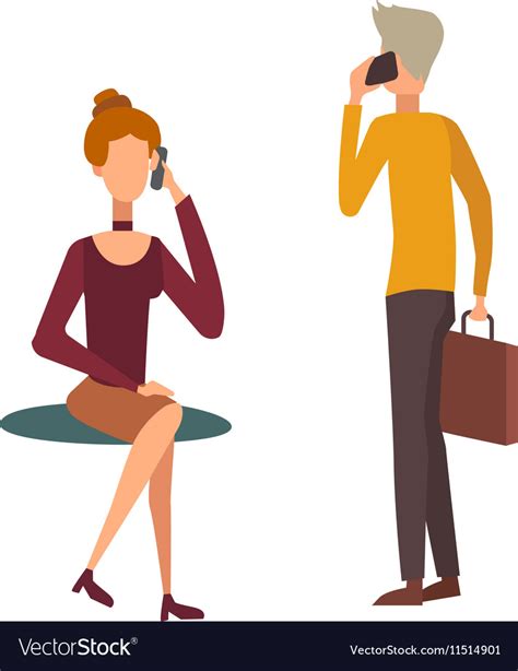 People talking phone character Royalty Free Vector Image