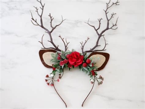 Deer Antler Headband With Horns Woodland Birthday Party Faun Costume