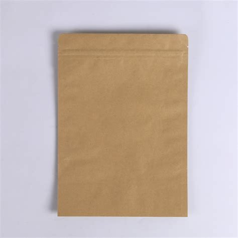 Dry Food Packing Three Side Seal Kraft Paper Bag With Zipper Kolysen