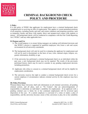 Fillable Online Wssu Criminal Background Check Policy And Procedure