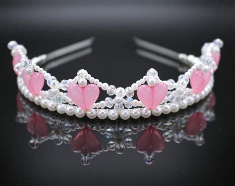 Pretty Pink Heart Princess Tiara Crystal Tiara Birthday Tiara Prom