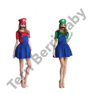 Jual KOSTUM BAJU SUPER MARIO BROS BROSS LUIGI COSPLAY ANAK DEWASA MARIO