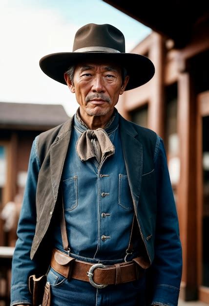 Filmisches Porträt eines amerikanischen Cowboys im Westen mit Hut ...