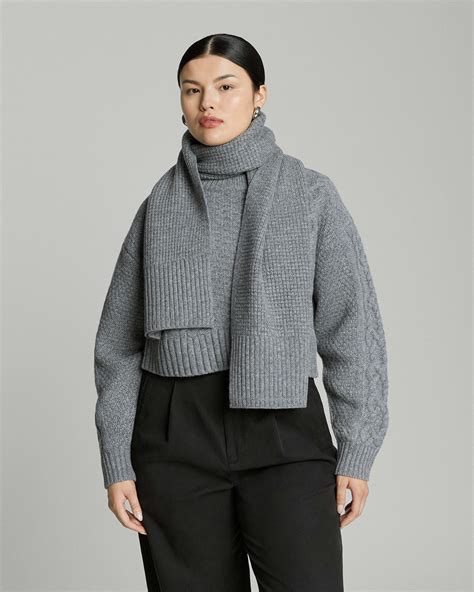 The Felted Merino Waffle Knit Scarf Mid Heathered Grey Everlane