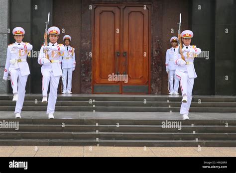 Changing Of The Guard Ho Chi Minh Mausoleum Hanoi Bac Bo Vietnam