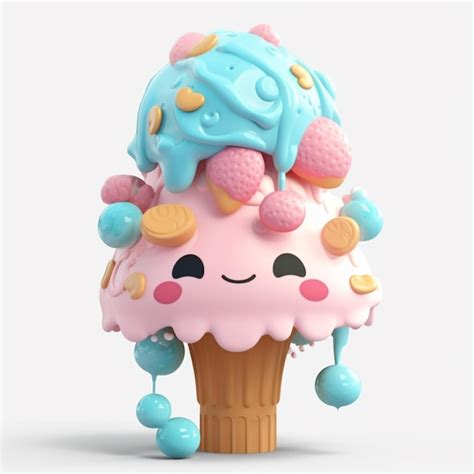 Premium Ai Image There Is A Pink And Blue Ice Cream Cone With Sprinkles On Top Generative Ai