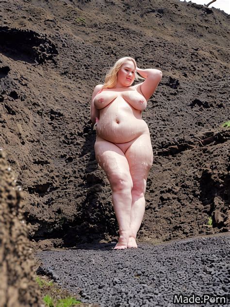 Porn Image Of Gigantic Boobs Pink Oiled Body Saggy Tits Thighs Shiny Skin Thick Created By AI