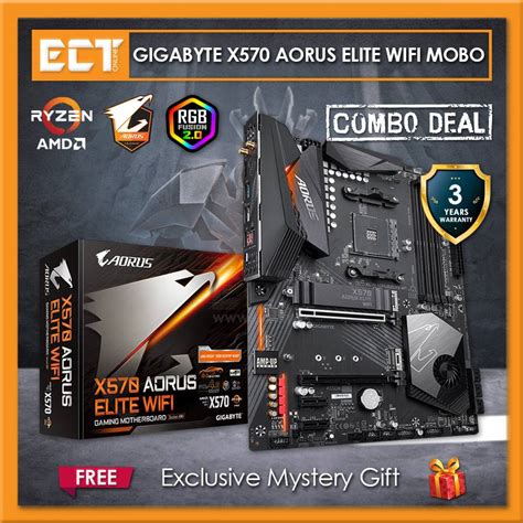 Gigabyte X570 Aorus Elite WiFi RGB ATX Motherboard Socket AM4 With