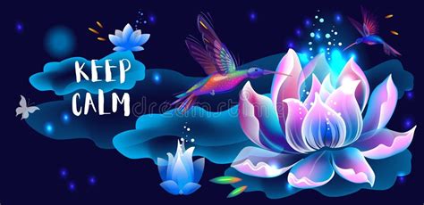 Lotus Flower Hummingbird Stock Illustrations 33 Lotus Flower