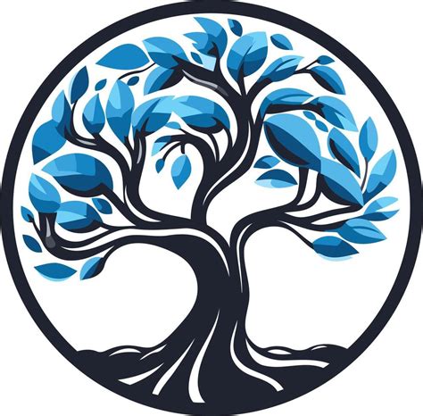 Blue Tree Of Life With Black Branches And Circle 49449603 Vector Art At