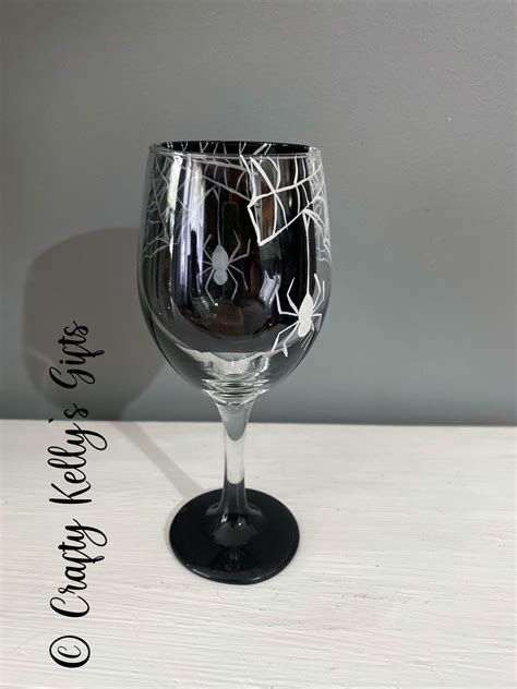 Hand Painted Spider Web 3d Wine Glass Halloween Wine Glass Etsy