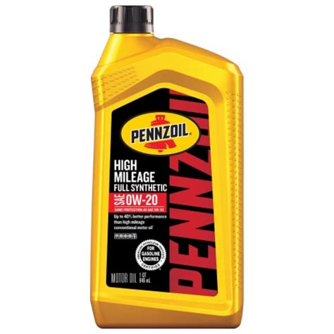 Pennzoil® High Mileage Sae 0w 20 Full Synthetic Motor Oil 1 Qt Fred