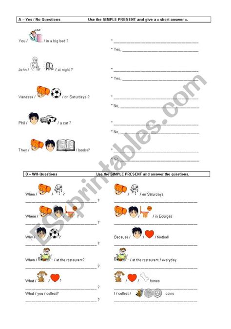 Yes No And Wh Questions Simple Present Esl Worksheet By Annevaleriemiche