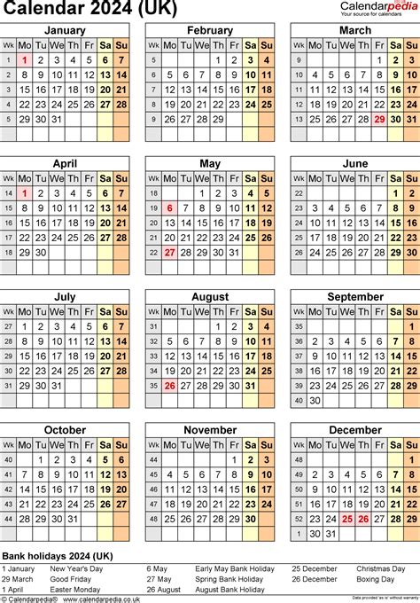 Printable Calendar 2024 Uk With Bank Holidays Printable Calendar 2025